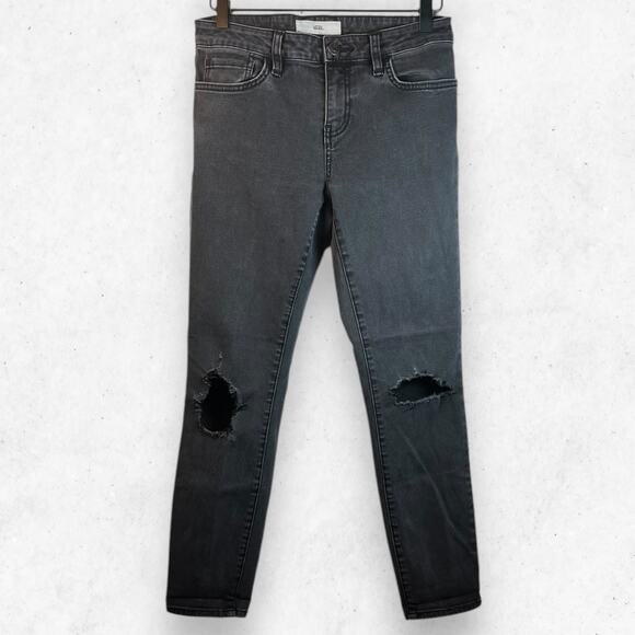 Vans Women's‎ Size 5/27 Low Cut Skinny Distressed Jeans Wash Out Black Stretch - Picture 1 of 6